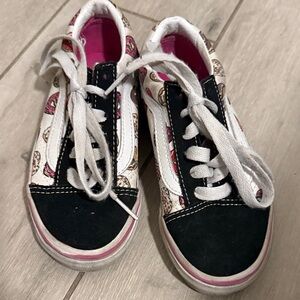 Vans Kids DONUT Black and White Sneakers with Pink Accents